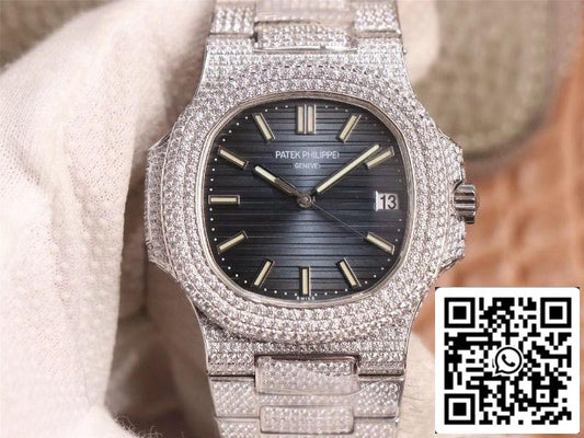 Patek Philippe Nautilus 5719-10G Diamante plateado 1:1 Mejor edición R8 Esfera gris degradado de fábrica Swiss Cal.324 S‌ C