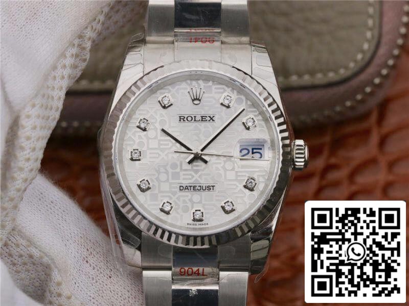 Rolex Datejust 36 116234 AR Factory 1:1 Best Edition Swiss ETA2836-2 Quadrante computer argento