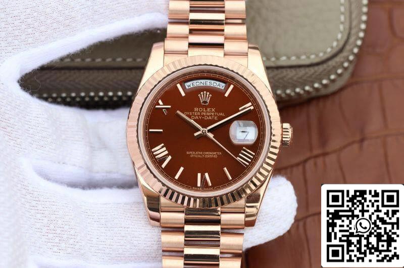 Rolex Day-Date 40mm 228235 EW Factory 1:1 Mejor Edición Suizo ETA3255 Esfera Marrón