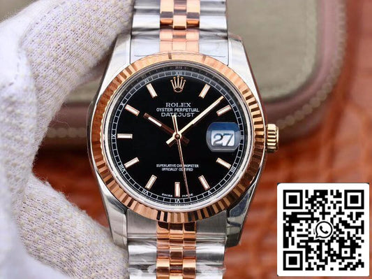 Rolex Datejust 36MM 126201 AR Factory 1:1 Mejor Edición Suizo ETA3135 Esfera Negra