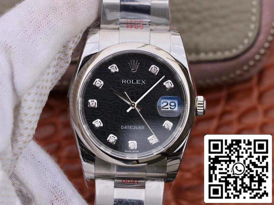 Rolex DateJust 116200 DJ Factory 1:1 Mejor Edición Suiza ETA2836 Esfera de computadora negra