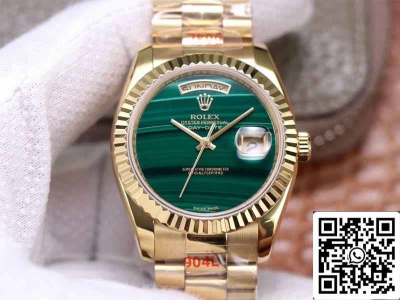 Rolex Day Date President 18238 1:1 Mejor Edición Malaquita Esfera Verde Movimiento Suizo