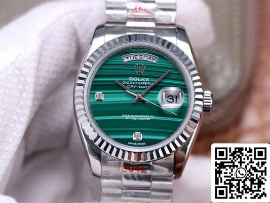 Rolex Day Date President 18038 1:1 Mejor Edición Malaquita Verde Diamante Esfera Movimiento Suizo