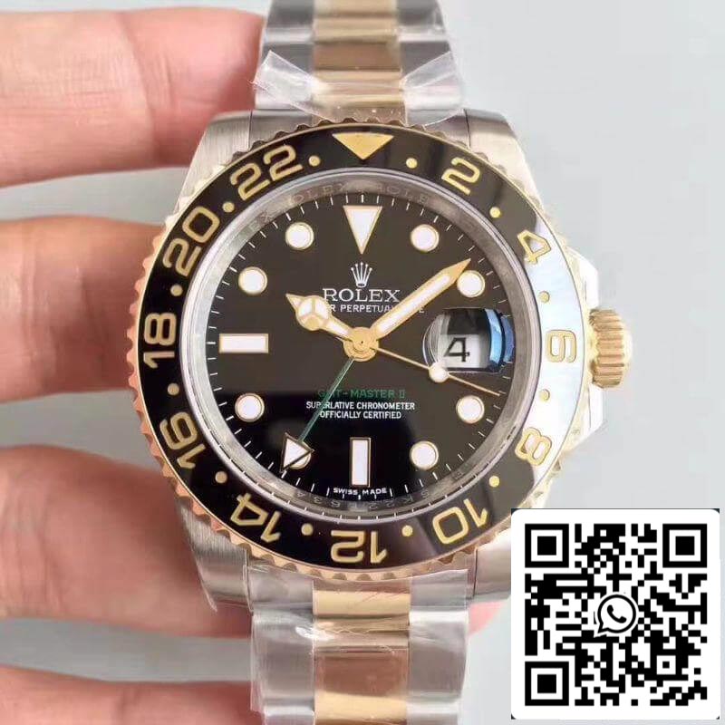 Rolex GMT-Master II 116713LN Noob Factory Relojes para hombre 1:1 Mejor edición suizo ETA3186 envuelto en oro