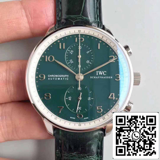 IWC Portoghese YL Factory 1:1 Best Edition Swiss ETA69355 Quadrante verde con indici argentati