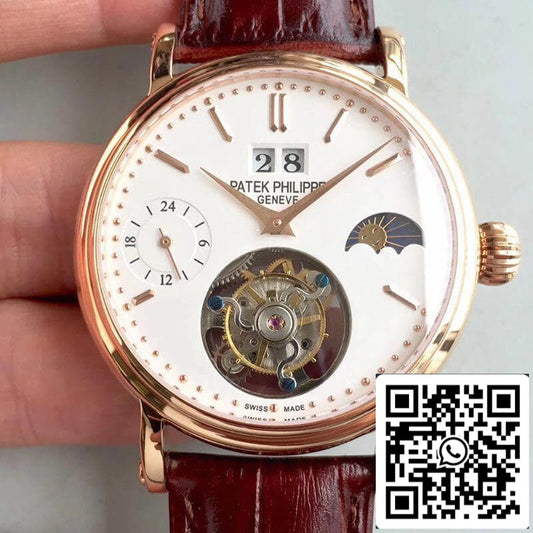 Patek Philippe Tourbillon Fase lunar Reserva de marcha 24H 1:1 Mejor edición Tourbillon suizo esfera blanca