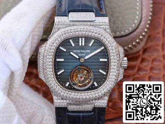 Patek Philippe Nautilus Jumbo 5711 R8 Factory 1:1 Mejor Edición Tourbillon Suizo Esfera Azul