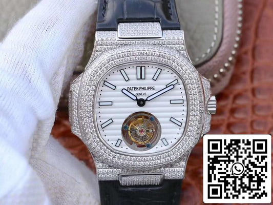 Patek Philippe Nautilus Jumbo 5711 R8 Factory 1:1 Mejor Edición Tourbillon Suizo Esfera Blanca