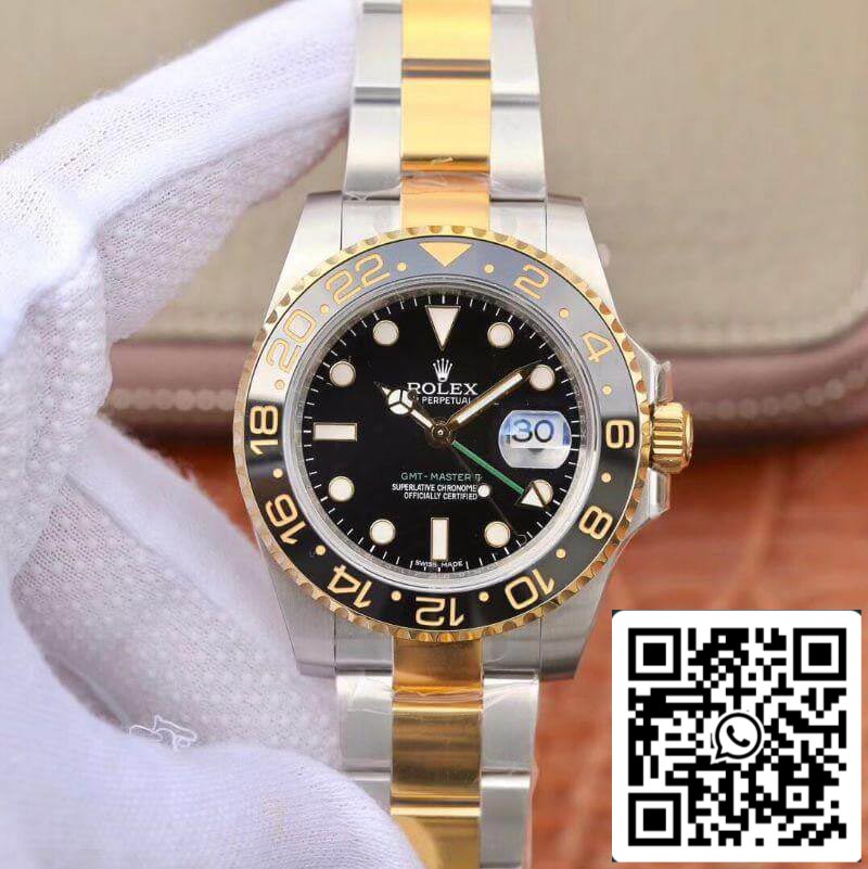 Rolex GMT Master II 116713 LN 40mm EW Factory 1:1 Best Edition Bracciale svizzero bicolore in acciaio inossidabile ETA2836