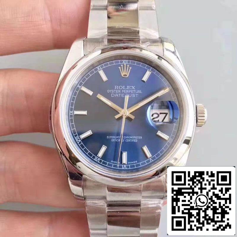 Rolex Datejust II 36mm 116200 AR Factory quadrante blu 1:1 Miglior edizione svizzera ETA3135