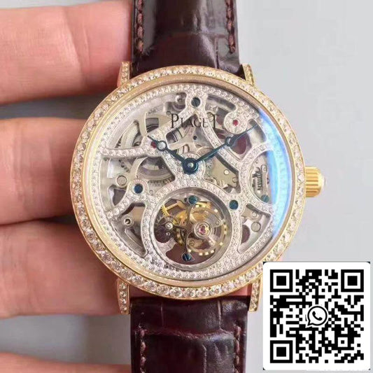 Piaget Joyería de alta calidad Relojes mecánicos 1:1 Mejor edición SWISS Tourbillon Correa de piel de cocodrilo