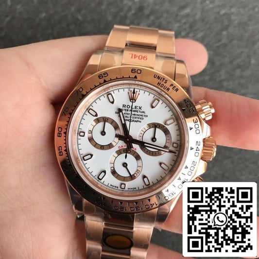 Rolex Daytona m116505-0010 1:1 Mejor edición Noob Factory esfera blanca