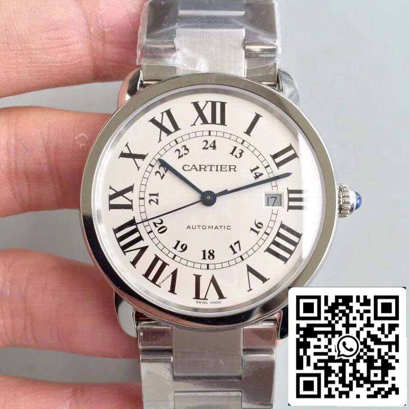 Ronde Solo De Cartier W670101 ZF Factory Relojes para hombre 1:1 Mejor edición Swiss ETA9015 Esfera blanca