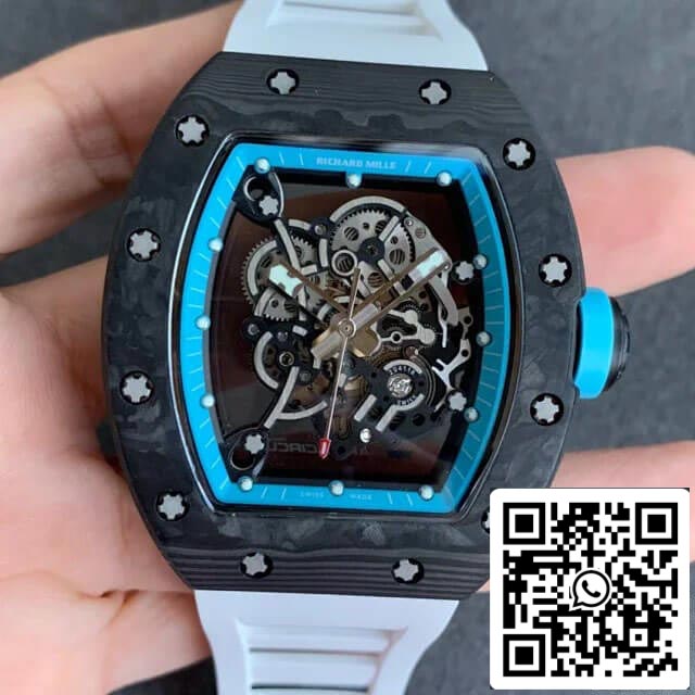 Richard Mille RM055 1:1 Best Edition KV Factory V2 Correa de caucho de fibra de carbono