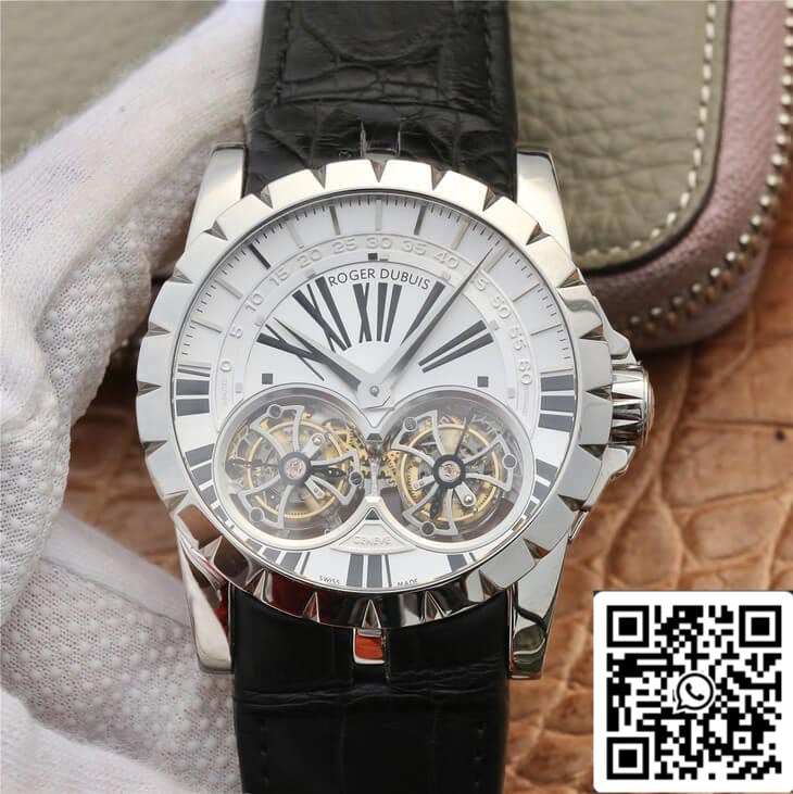 Roger Dubuis Excalibur RDDBEX0250 1:1 Mejor edición JB Factory Tourbillon esfera blanca