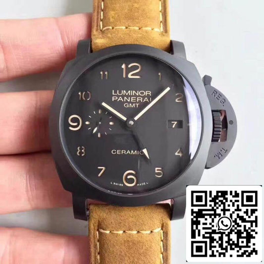 Panerai Luminor PAM441 VS Factory Custodia in ceramica 1:1 Best Edition Cinturino in pelle marrone svizzero ETA P9001