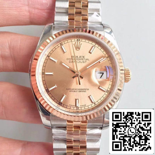 Rolex Datejust 36 mm 116234 AR Relojes mecánicos de fábrica 1:1 Mejor edición Suiza ETA3135 Esfera de oro rosa