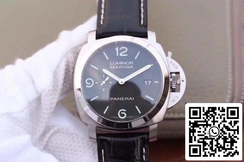 Panerai Luminor Marina 1950 PAM312 VS Factory 1:1 Mejor edición Swiss ETA P9000 Esfera negra Correa de cuero negra