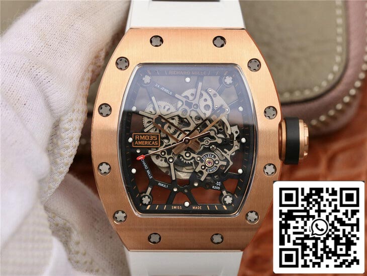 Richard Mille RM035 Americas KV Factory 1: 1 Best Edition cinturino bianco in oro rosa