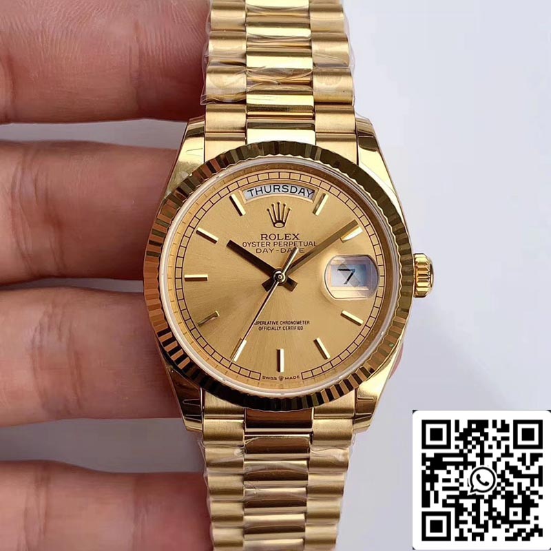 Rolex Day Date M128238-0045 1:1 Best Edition EW Factory Quadrante champagne svizzero ETA3255