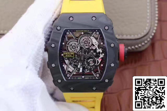 Richard Mille RM35-02 KV Factory 1:1 Best Edition Swiss ETA8215 cinturino in caucciù giallo