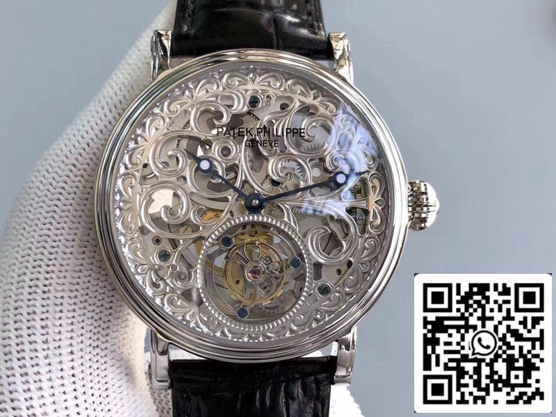 Patek Philippe Tourbillon P83000 1:1 Best Edition quadrante argento Tourbillon svizzero