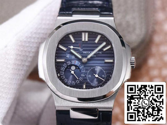 Patek Philippe Nautilus 5712/1A-001 1:1 Mejor edición PF Factory Esfera azul Correa de cuero Movimiento suizo