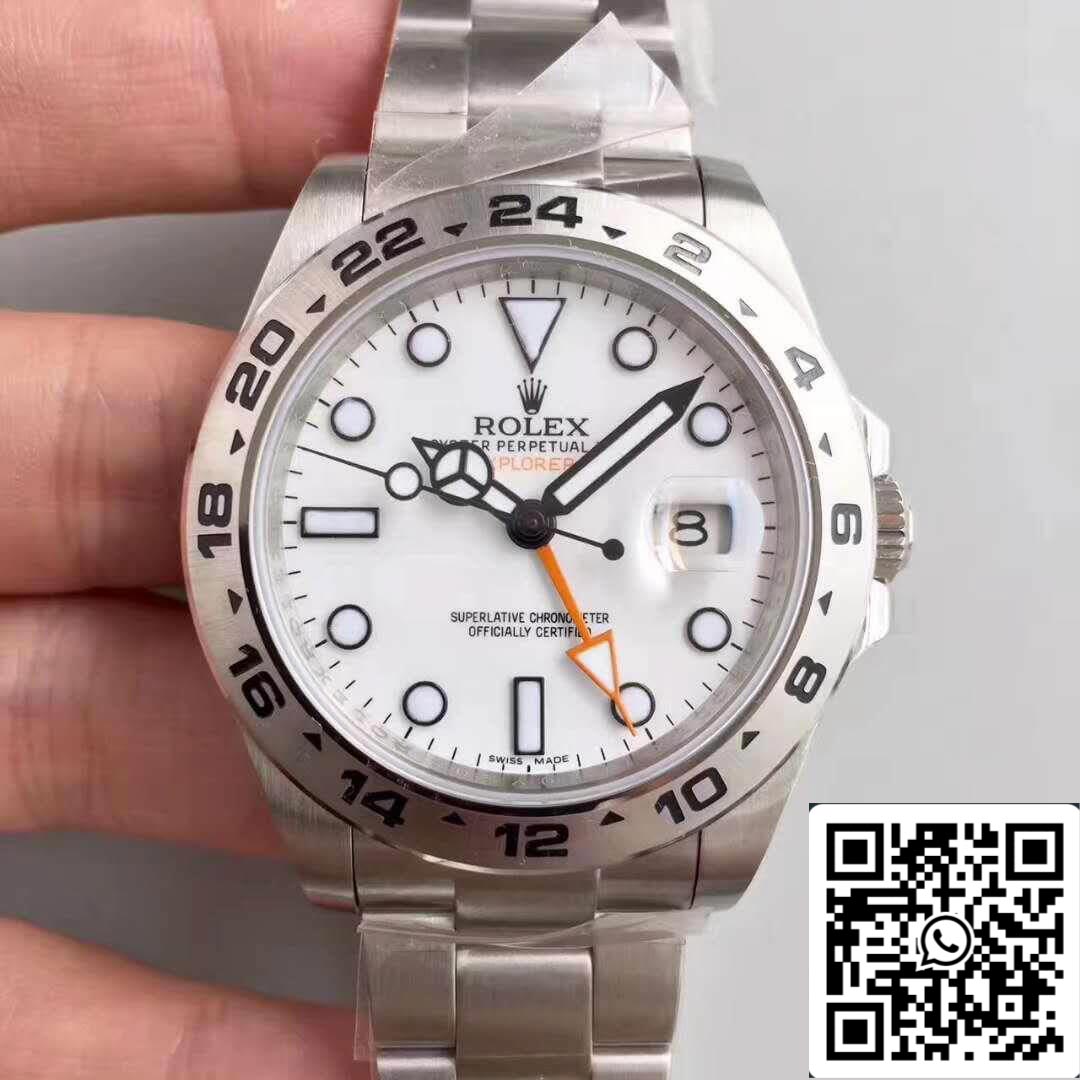 Rolex Explorer II 216570 Noob Factory 1:1 Mejor Edición Suizo ETA3187 Esfera Blanca