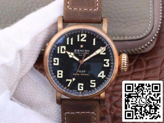 Relojes mecánicos Zenith Pilot Type 20 Extra XF Factory 1:1 Mejor edición suizo ETA2824-2 esfera negra