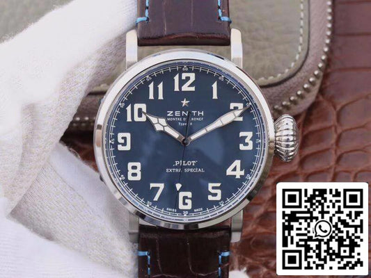 Zenith Pilot Type 20 Extra Special XF Factory 1:1 Best Edition Swiss ETA2824 Esfera y agujas en azul superlumínico