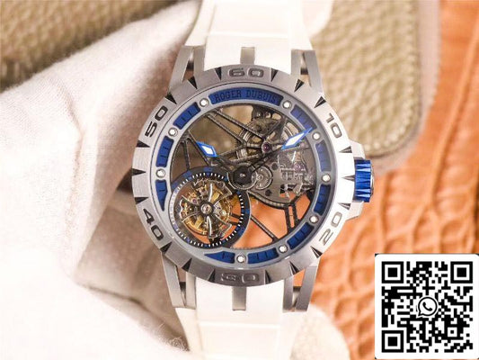 Roger Dubuis Excalibur RDDBEX0622 Tourbillon JB Factory 1:1 Mejor Edición Esfera Hueca Azul Suizo RD505SQ