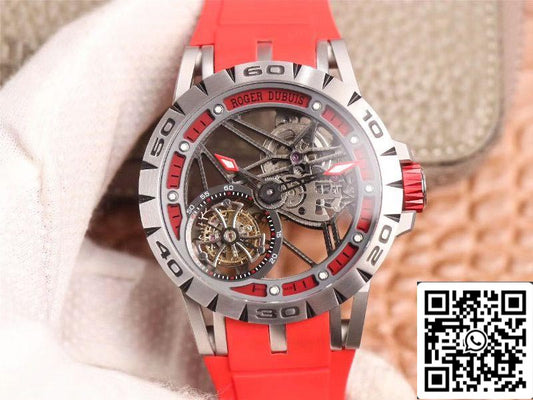 Roger Dubuis Excalibur Spider RDDBEX0572 Hollow Flight Tourbillon 1:1 Best Edition JB Factory cinturino rosso svizzero RD505SQ