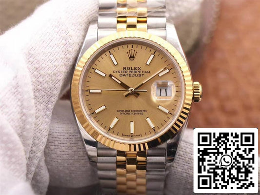 Rolex Datejust M126233-0015 1:1 Best Edition EW Factory Quadrante champagne svizzero ETA3235