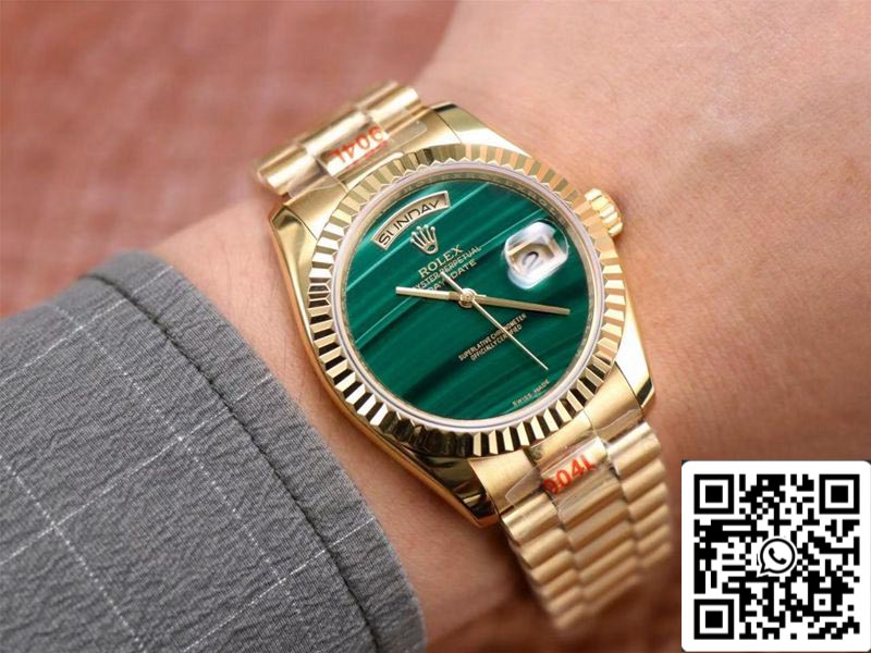 Rolex Day Date President 18238 1:1 Mejor Edición Malaquita Esfera Verde Movimiento Suizo