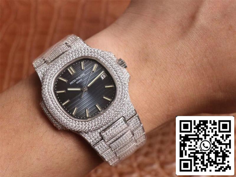 Patek Philippe Nautilus 5719-10G Diamante plateado 1:1 Mejor edición R8 Esfera gris degradado de fábrica Swiss Cal.324 S‌ C