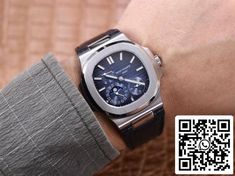 Patek Philippe Nautilus 5712/1A-001 1:1 Mejor edición PF Factory Esfera azul Correa de cuero Movimiento suizo