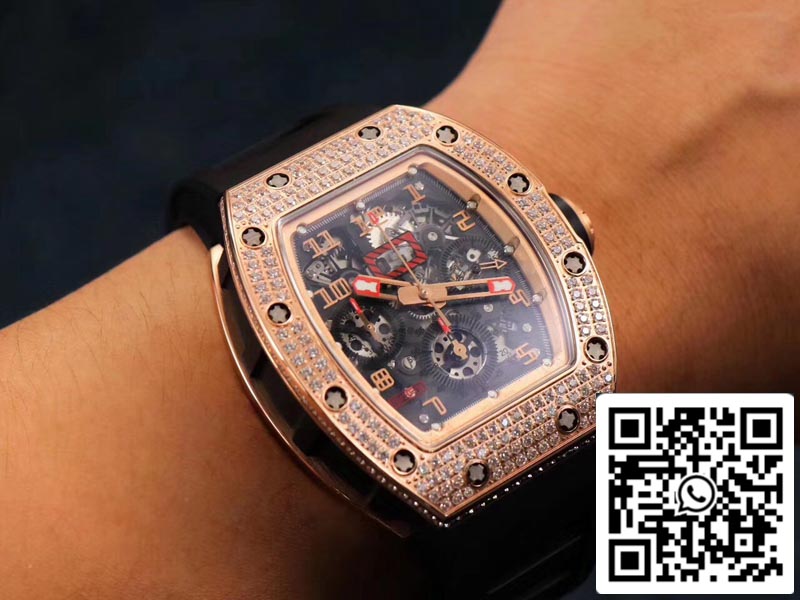 Richard Mille RM011 RG/5423 1:1 Best Edition KV Factory Rose Gold Diamond Swiss Movement