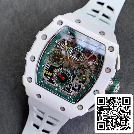 Richard Mille RM011-03 1:1 Best Edition KV Factory White Strap