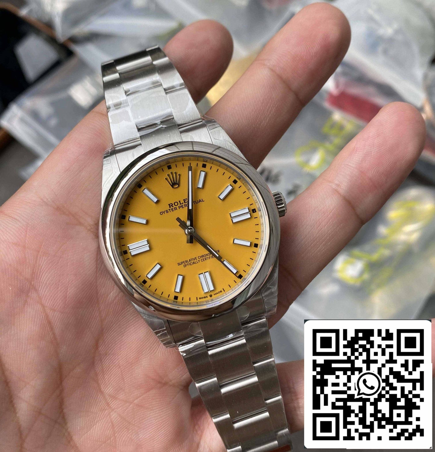 Rolex Oyster Perpetual 41MM M124300-0004 1:1 Mejor Edición VS Esfera Amarilla de Fábrica