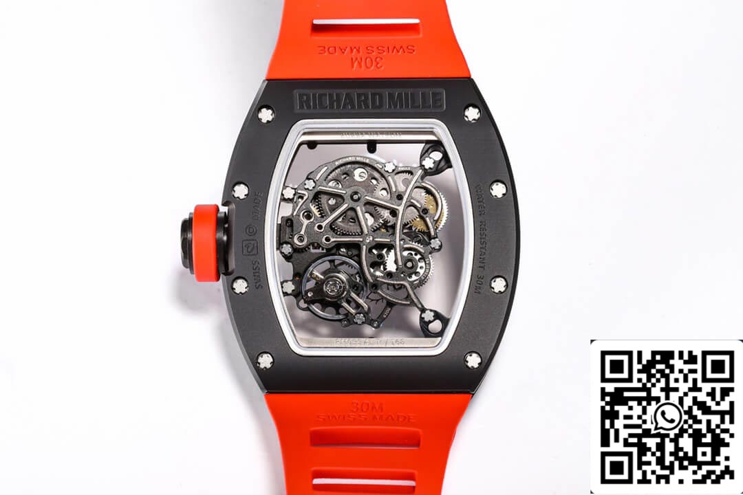 Richard Mille RM-055 1: 1 Best Edition BBR Factory Custodia in ceramica cinturino rosso