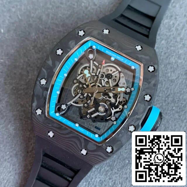 Richard Mille RM055 1:1 Mejor edición KV Factory V2 Esfera esqueleto de fibra de carbono