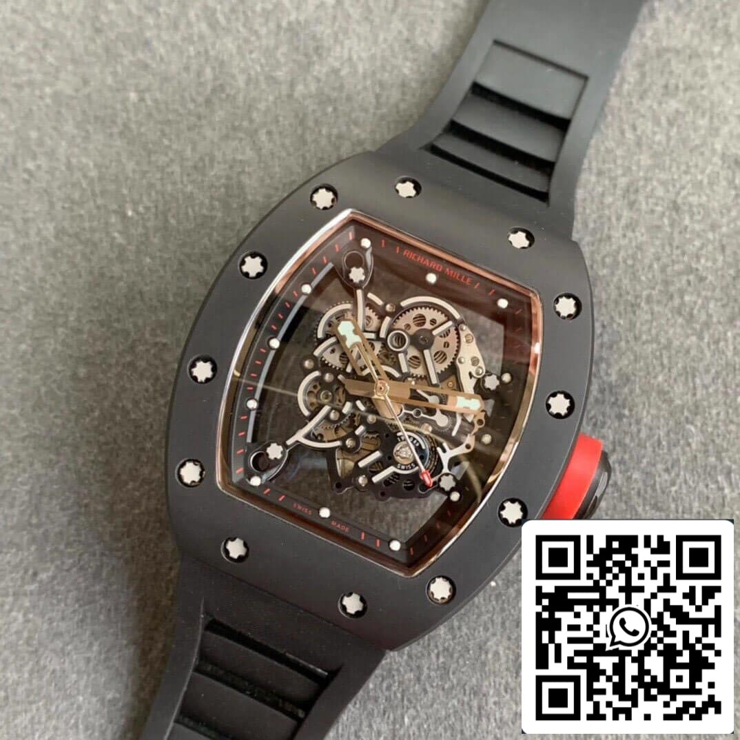 Richard Mille RM055 1:1 Best Edition KV Factory V2 cinturino in ceramica nera