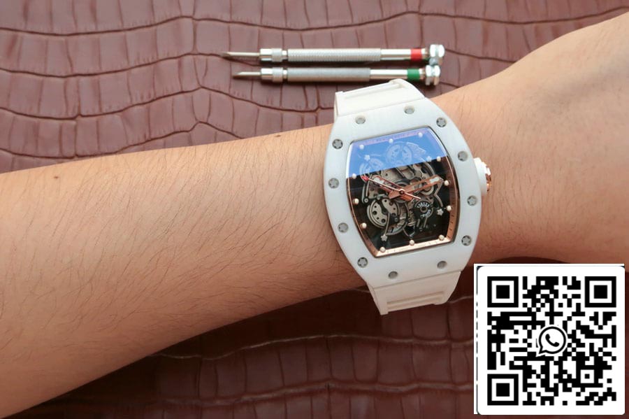 Richard Mille RM055 1:1 Best Edition KV Factory Correa de caucho cerámico blanco