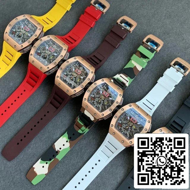 Richard Mille RM011 1:1 Best Edition KV Factory Rose Gold Rubber Strap