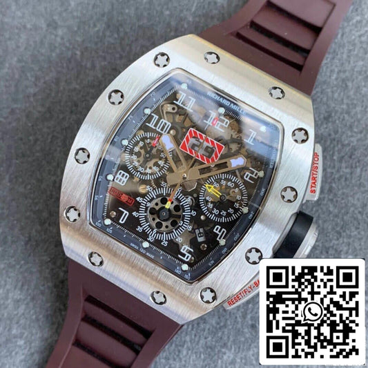 Richard Mille RM11 1:1 Best Edition KV Factory Titanium Brown Strap