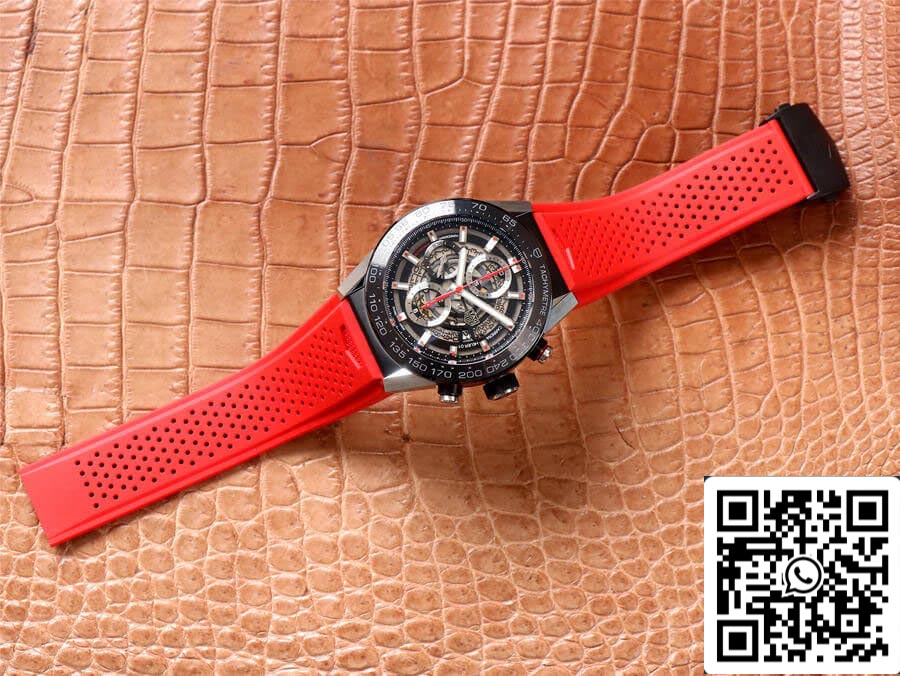 TAG Heuer Carrera CAR2A1Z.FT6050 1:1 Best Edition XF Factory cinturino in caucciù rosso