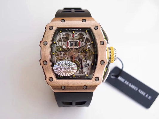 Richard Mille RM11-03 Rose gold 1:1 Best Edition KV KU+ Factory Black Strap