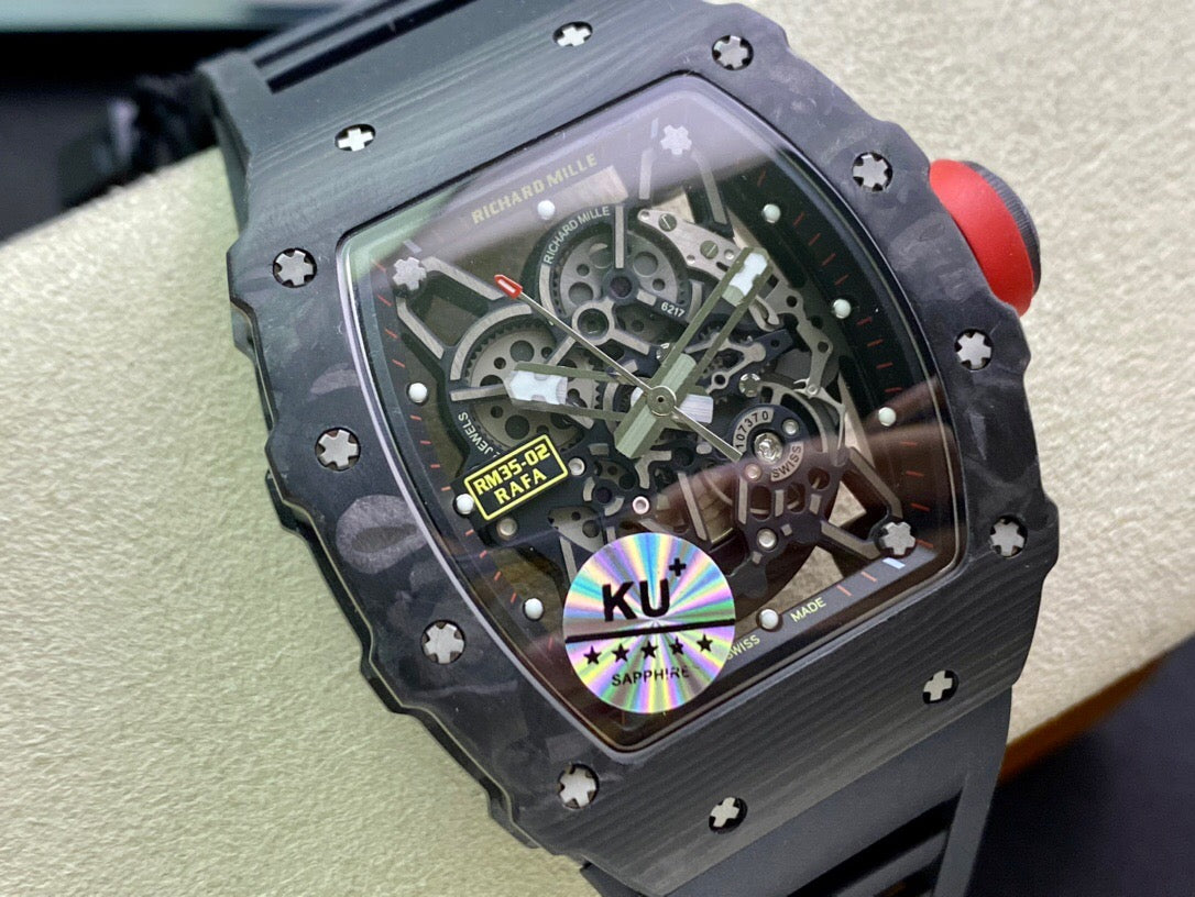 Richard Mille RM035-02 Cinturino nero in fibra di carbonio KU Factory 1: 1 della migliore edizione 