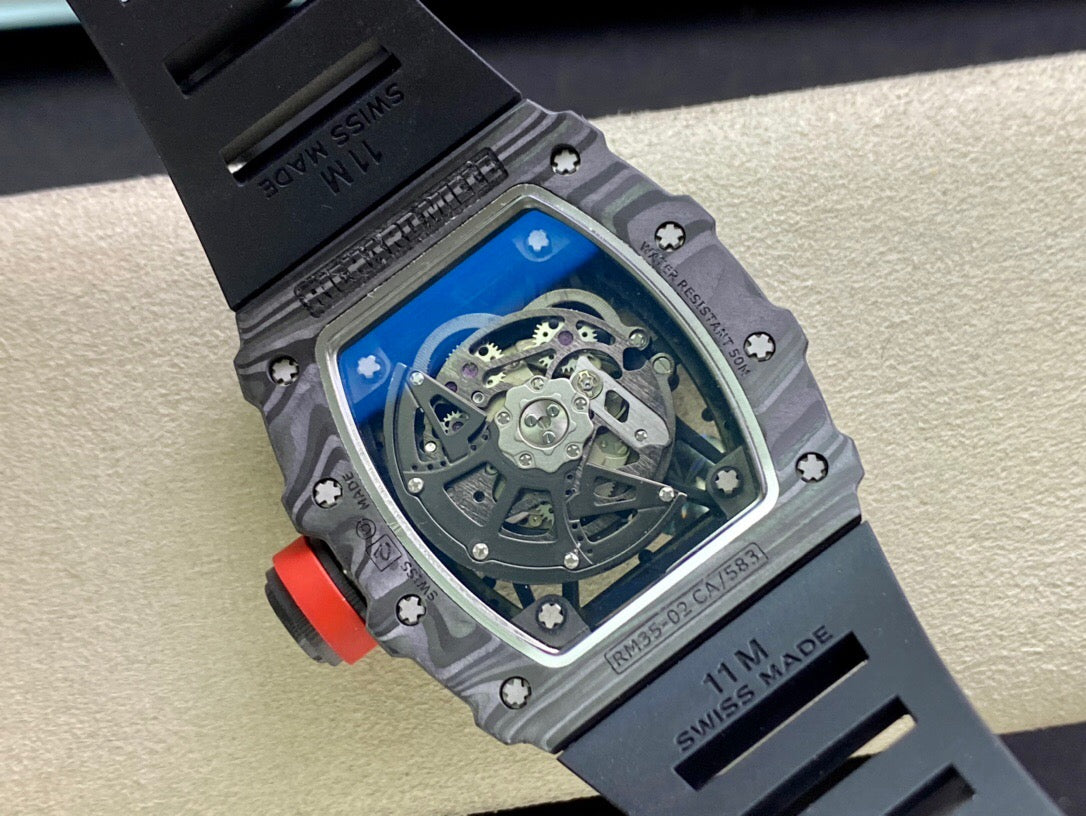 Richard Mille RM035-02 Cinturino nero in fibra di carbonio KU Factory 1: 1 della migliore edizione 