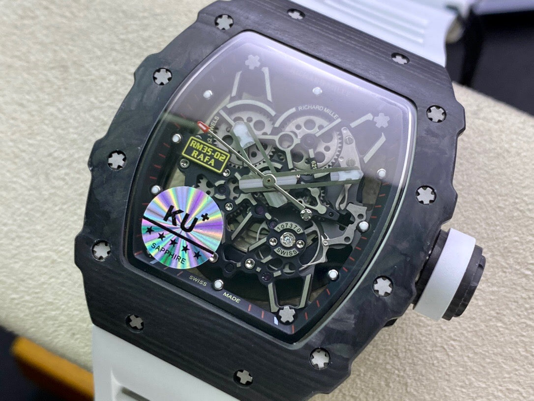 Richard Mille RM035-02 1:1 Best Edition KU Factory Correa de fibra de carbono blanca 